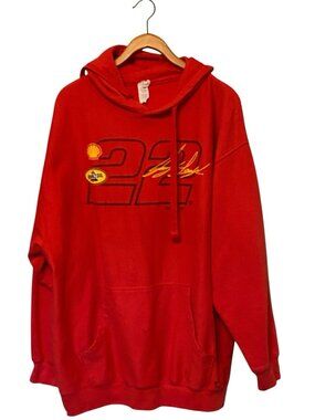 Joey Logano #22 Shell Pennzoil Hoodie Men's XXL Red NASCAR Pullover Sweatshirt